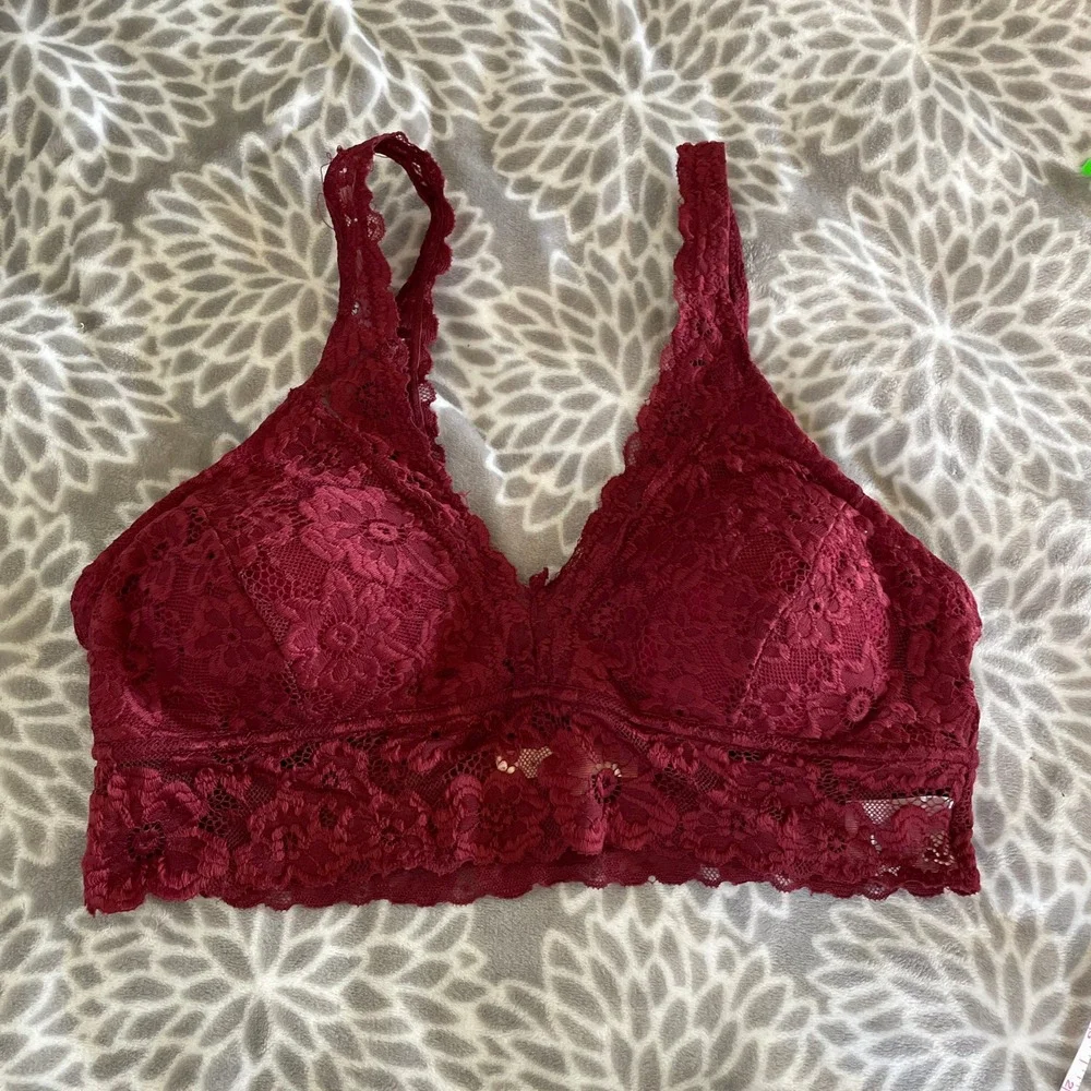 Red Floral Lace Longline Bralette size XL Wishful Park Festival Beach Loungewear